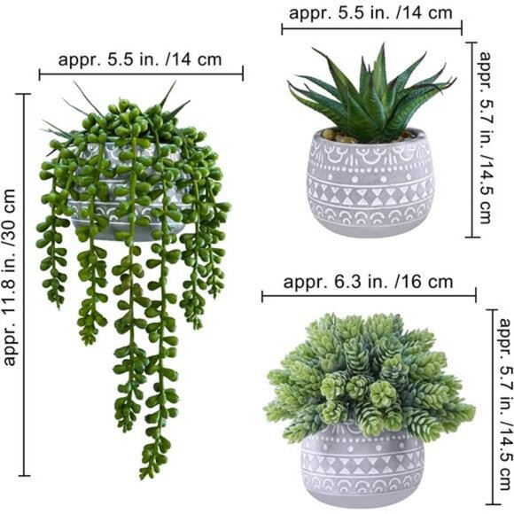 artificial succulent potted plants faux greenery for home office 3 set small - Picture 3 of 8